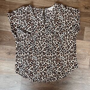 Pink Rose Leopard Print Top – XL